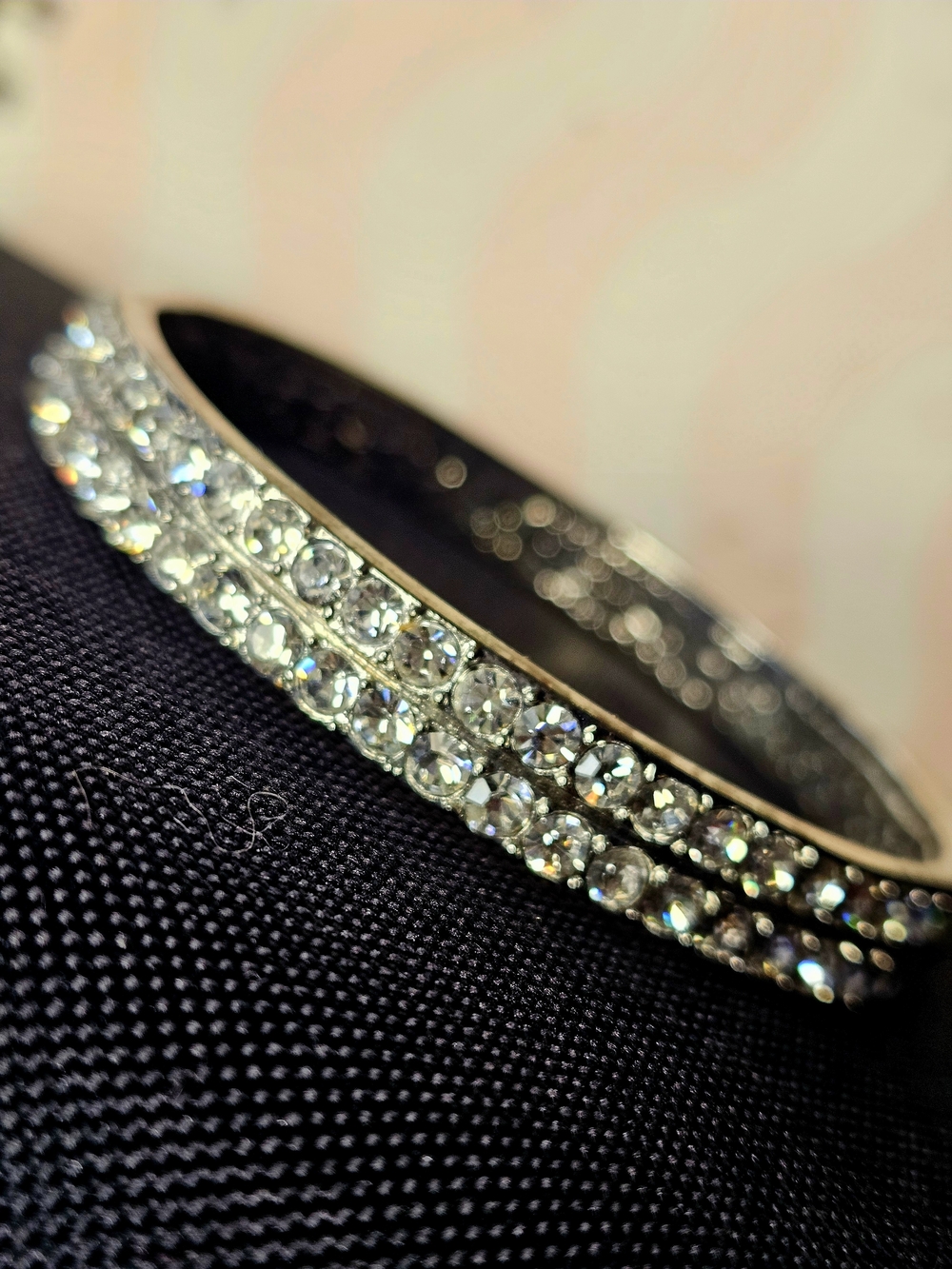 Beautiful Vintage Double Row Crystal Rhinestone Bangle Bracelet